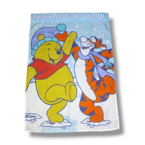 Vtg Disney Winnie The Pooh & Tigger Hurray For Snow Garden Yard Flag-29"x40" - Picture 1 of 9